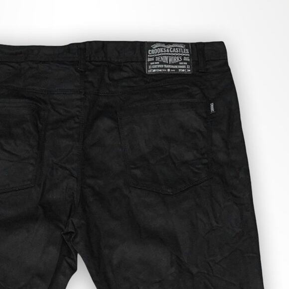 Crooks & Castles Ratchet Fit Black Coated Jeans 38x34 - Picture 4 of 6